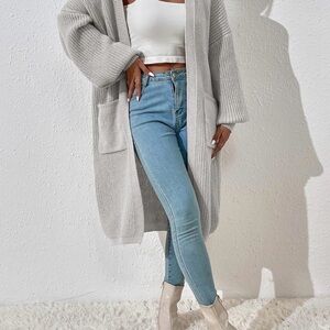 Women's Gray Cardigan Sweater